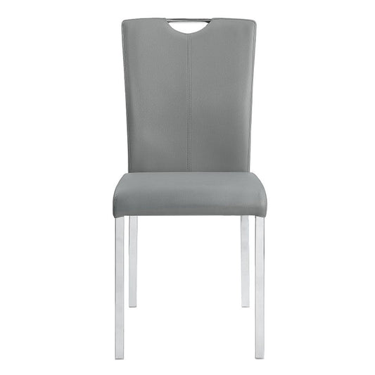 Pagan - Side Chair (Set of 2) - Gray Synthetic Leather & Chrome