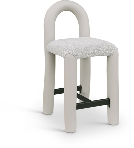 Amari - Vegan Leather and Boucle Fabric Stool