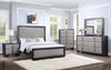 Nicola - Queen Bed - Silver Synthetic Leather & Black