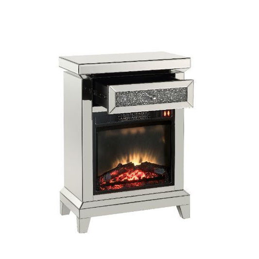 Noralie - 24" Fireplace - Mirrored & Faux Diamonds