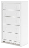 Mollviney - Five Drawer Chest - White