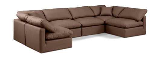 Indulge - Faux Leather 6 Piece Modular U-Shaped Sectional