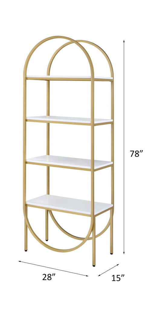 Lightmane - Bookshelf - White High Gloss & Gold