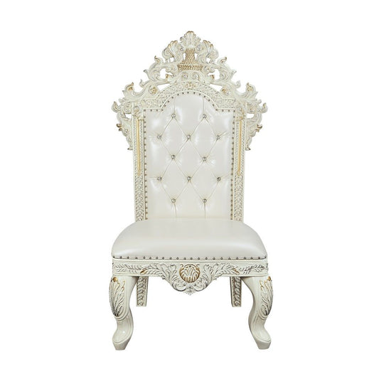 Adara - Side Chair (Set of 2) - Pearl White Synthetic Leather & Antique White