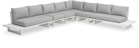 Maldives - 6 Piece Water Resistant Outdoor Patio Modular Sectional With White Base