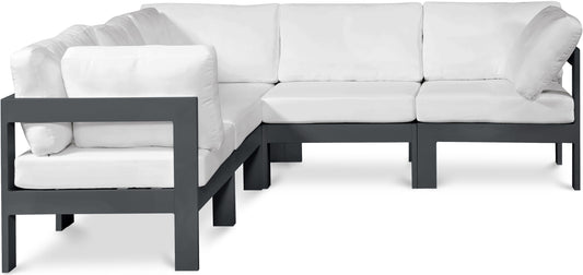 Nizuc - Outdoor Patio 5 Piece Modular Sectional With Gray Frame