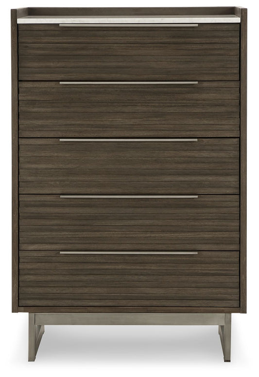 Arkenton - Five Drawer Chest - Grayish Brown / White