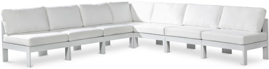 Nizuc - Outdoor Patio 7 Piece Modular Sectional With White Frame