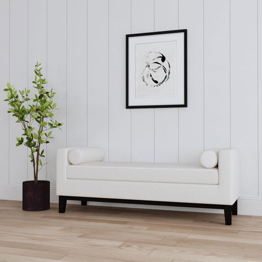 Rosie - Upholstered Accent Bench With Armrests - Vanilla