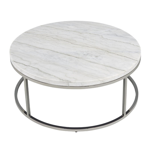 Zaidee - Coffee Table With Marble - Marble Top & Nickel