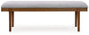 Lyncott - Large Upholstered Dining Room Bench - Gray / Brown