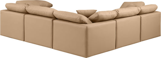 Indulge - Faux Leather 5 Piece Modular Corner Sectional - Tan
