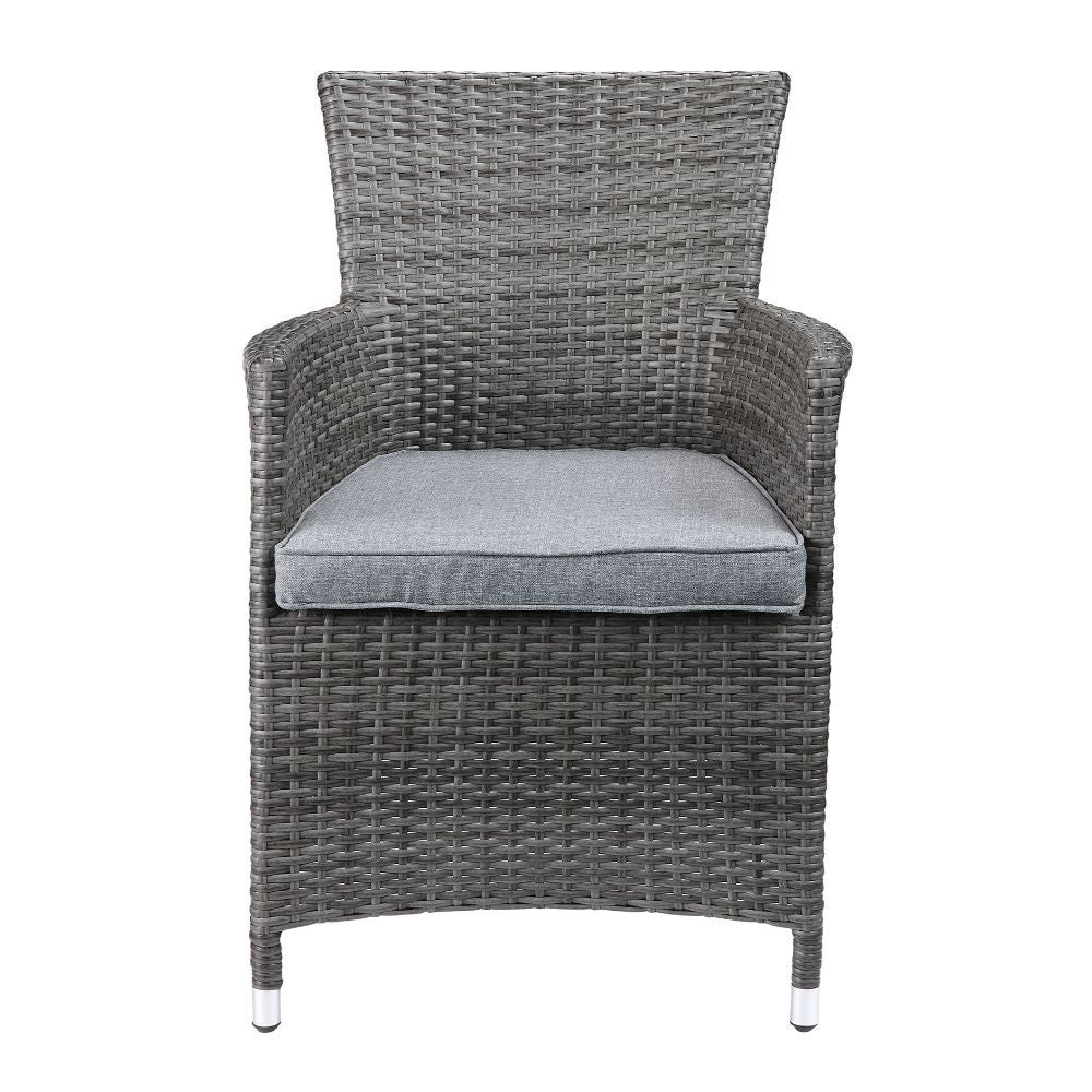 Tashelle - 3 Piece Patio Bistro Set - Gray Fabric & Gray Wicker