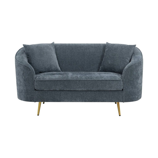 Nakendra - Loveseat With 2 Pillows - Cobalt Blue Chenille