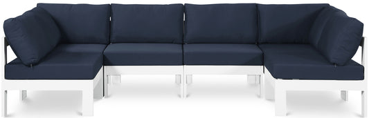 Nizuc - Outdoor Patio 6 Piece Modular Sectional With White Frame