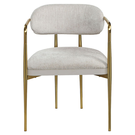 Zayn - Arm Chair (Set of 2) - Beige Chenille & Gold