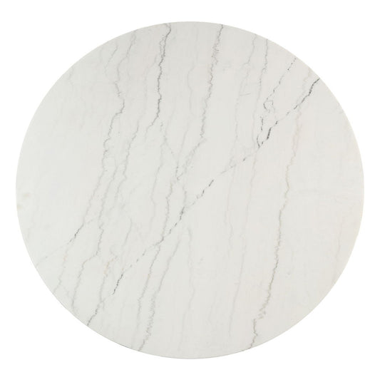Edwyn - Round Dining Table - White Natural Marble Top & Espresso