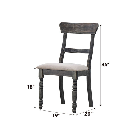 Leventis - Side Chair (Set of 2) - Light Brown Linen & Weathered Gray