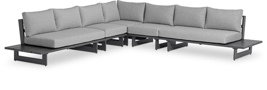 Maldives - 5 Piece Water Resistant Outdoor Patio Modular Sectional With Gray Base