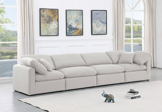 Indulge - Linen 4 Piece Modular Sofa - White