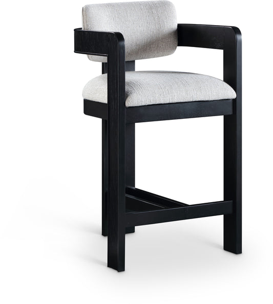 Sacha - Linen Stool With Black Base
