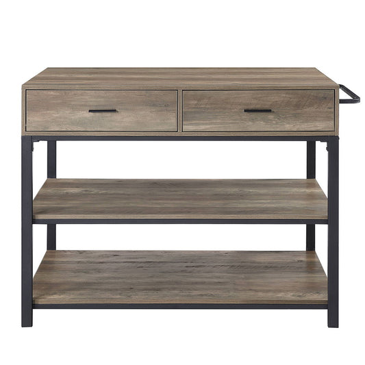 Macaria - 36" Kitchen Island - Rustic Oak & Black