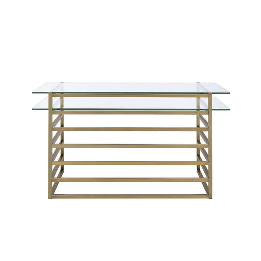 Shona - Writing Desk - Clear Glass Top & Antique Gold