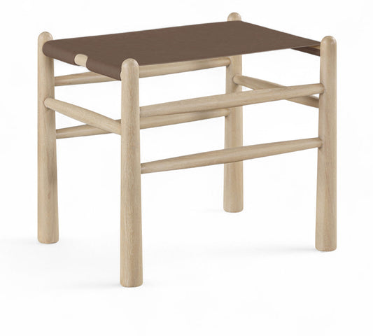 Santos - Faux Leather Upholstered Bench - Natural Frame