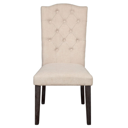 Gerardo - Side Chair (Set of 2) - Beige Linen & Weathered Espresso