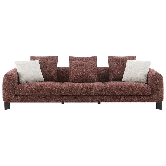 Mardi - Sofa With 6 Pillows - Maroon Tweed