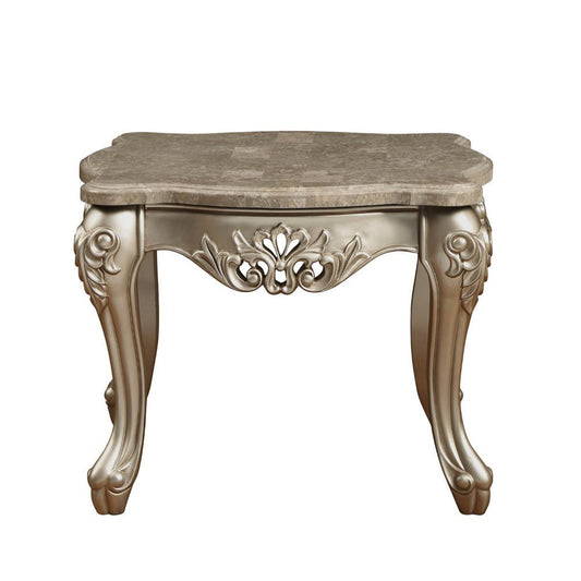 Ranita - End Table - Marble Top & Champagne