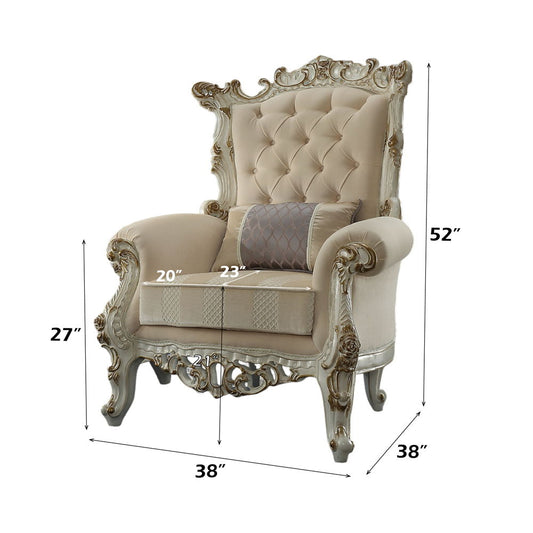 Picardy II - Accent Chair With Pillow - Fabric & Antique Pearl