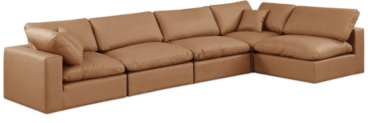 Comfy - 5 Piece Faux Leather Modular Sectional