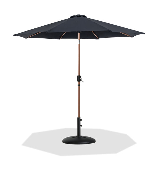 Fiji - Aluminum Patio Umbrella With Round Black And Teak Base
