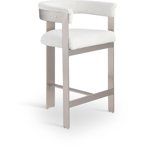Romeo - Boucle Counter Stool With Silver Base (Set of 2)