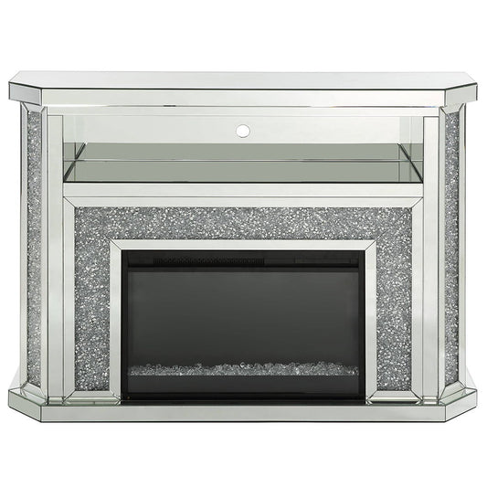 Noralie - 51" Fireplace With LED - Mirrored & Faux Diamonds