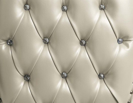 Vanaheim - Eastern King Bed - Beige Synthetic Leather & Antique White