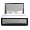 Nicola - Eastern King Bed - Silver Synthetic Leather & Black