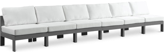 Nizuc - Outdoor Patio 6 Seat Armless Modular Sofa With Gray Frame