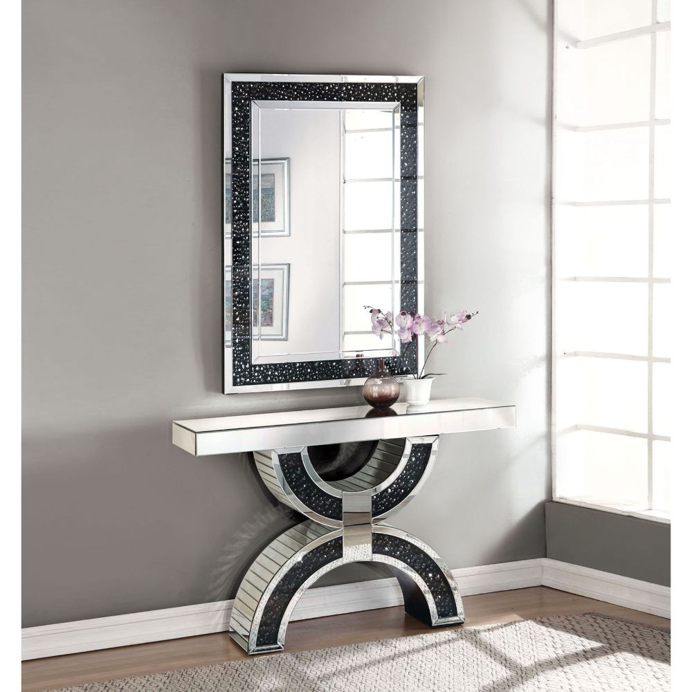 Nysa - Console Table With Faux Crystals - Mirrored
