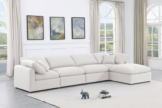 Indulge - Linen 5 Piece Modular Sectional With Chaise - White