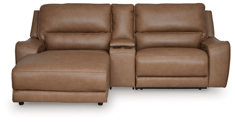 Light Brown / 3 Pc. Left Arm Facing Press Back Power Chaise Sectional