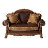 Dresden - Loveseat With 2 Pillows - Brown Synthetic Leather & Chenille, Cherry Oak