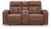 Clean-Slate - Power Reclining Loveseat With Console / Adj Headrest - Caramel