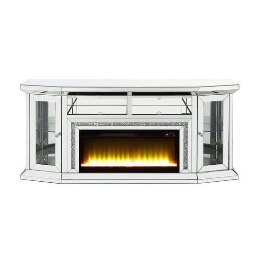 Noralie - 32" TV Stand With Fireplace & LED - Mirrored & Faux Diamonds