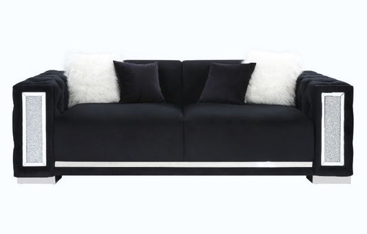 Trislar - Sofa With 4 Pillows (Same Lv01397) - Black Velvet