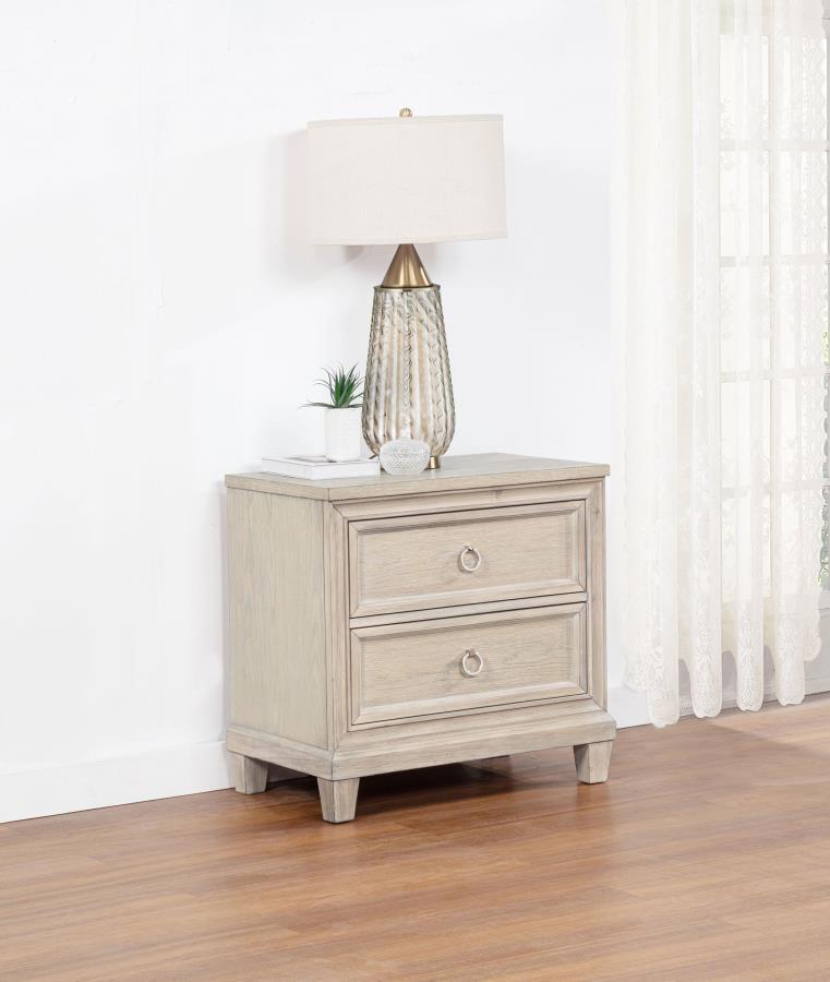 Pembroke - 2-Drawer Nightstand Bedside Table - Washed Oak