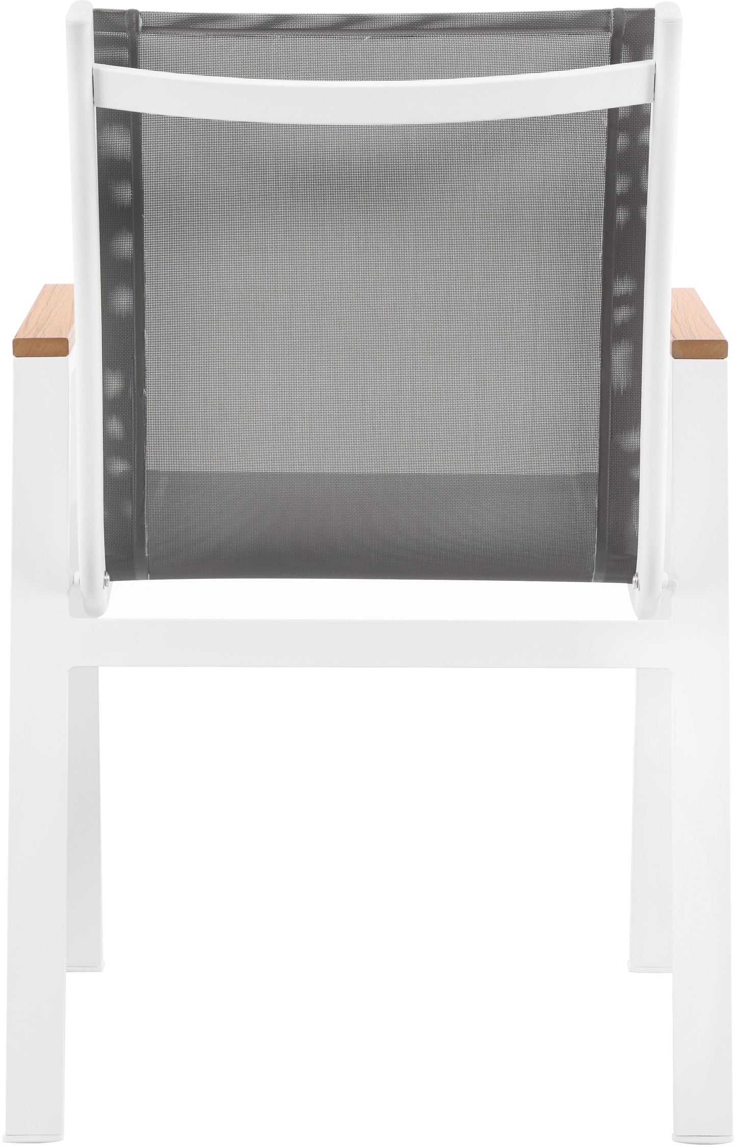 Nizuc - Outdoor Patio Dining Arm Chair With White Frame And Natural Arms (Set of 2)