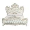 Adara - Eastern King Bed - Pearl White Synthetic Leather & Antique White