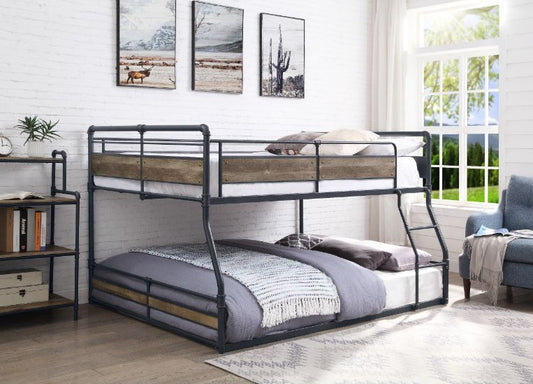 Cordelia - Full/Queen Bunk Bed - Antique Oak, Sandy Black & Dark Bronze Hand-Brushed